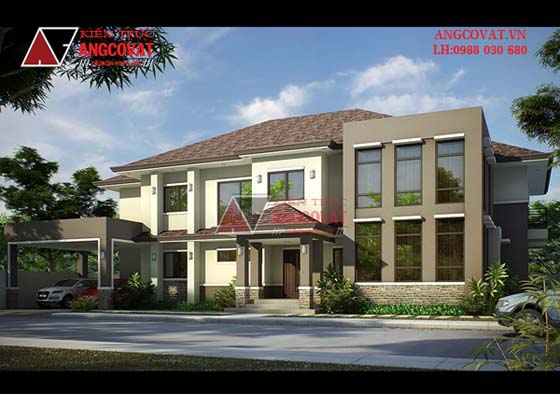 Mẫu thiết kế nhà 300m2 2 tầng phong cách hiện đại kết hợp văn phòng BT21255